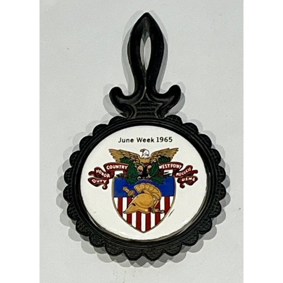 Vintage West Point US Military Academy Cast Iron Footed Trivet June Week 1965 - Picture 1 of 16